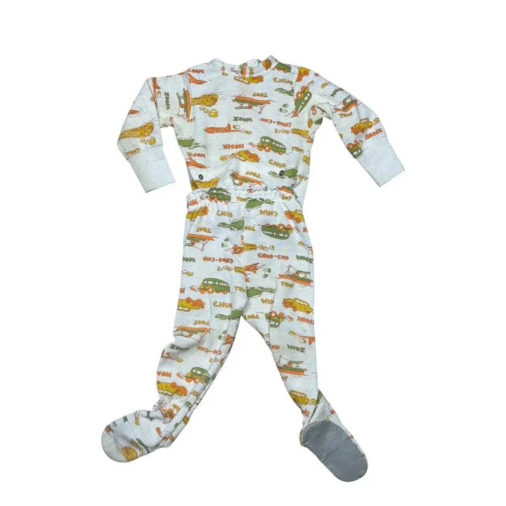 Vintage 60s 70s Carter's Footed Two Piece Snap Sleeper Pajamas Size 12 month